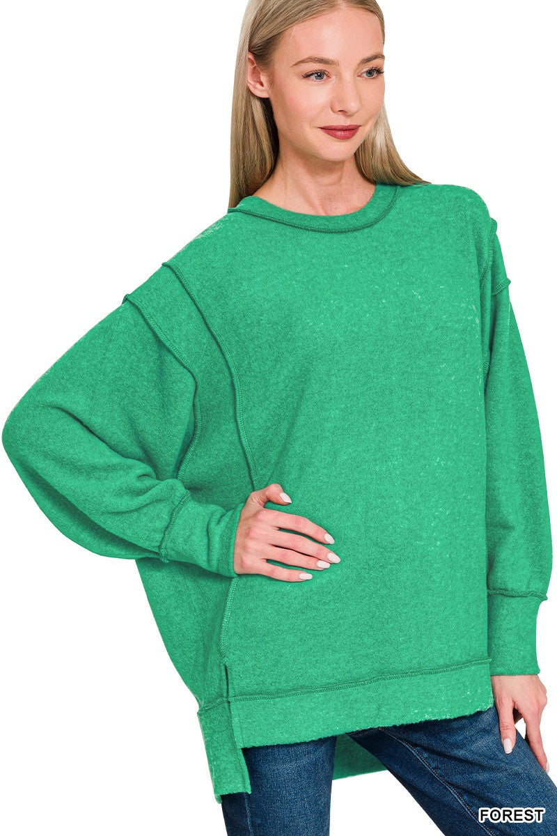Brushed Melange Hacci Oversized Sweater Forrest