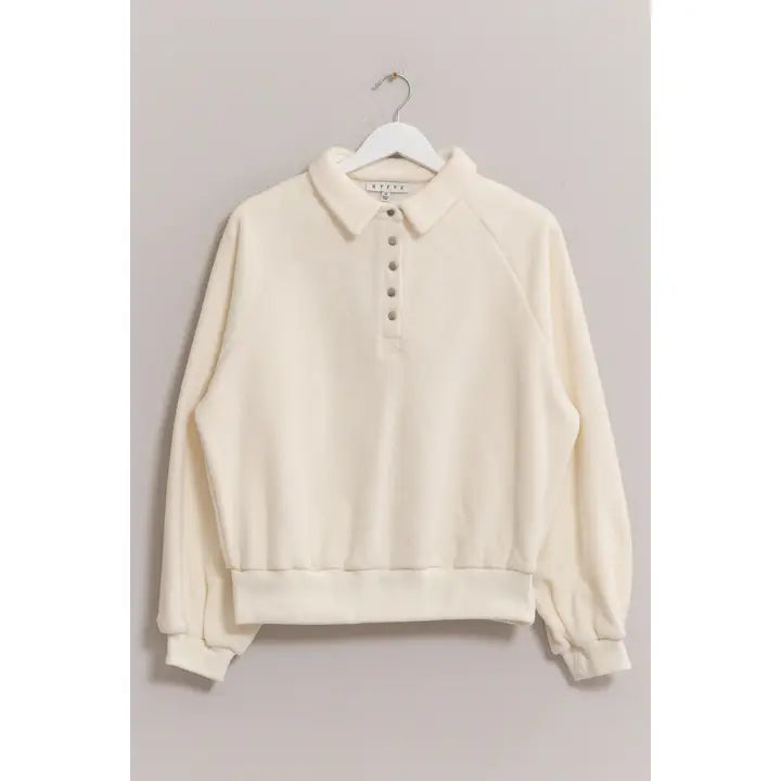 Fleece Half-Placket Top Cream