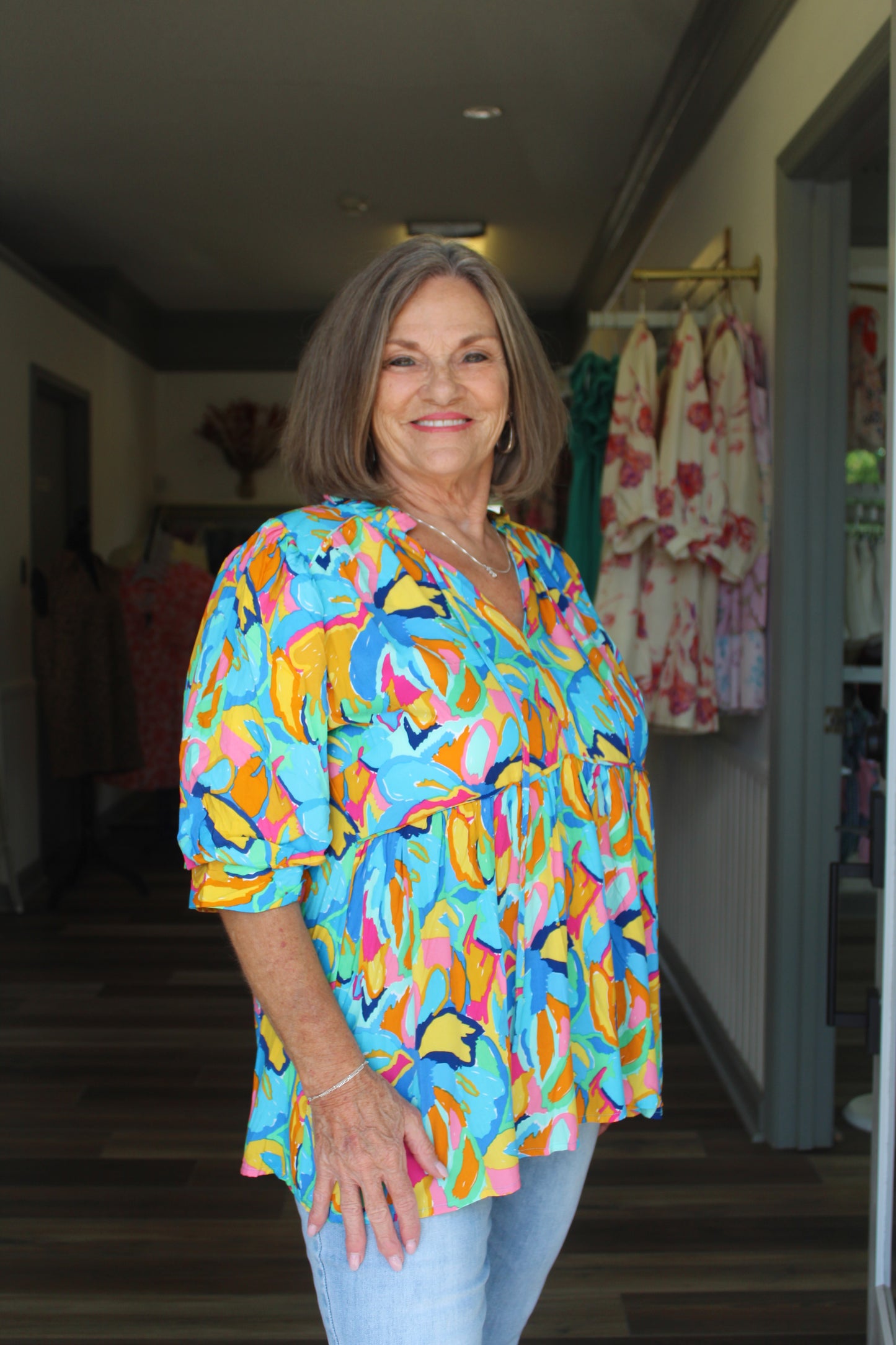 Mary Blue Mix Blouse