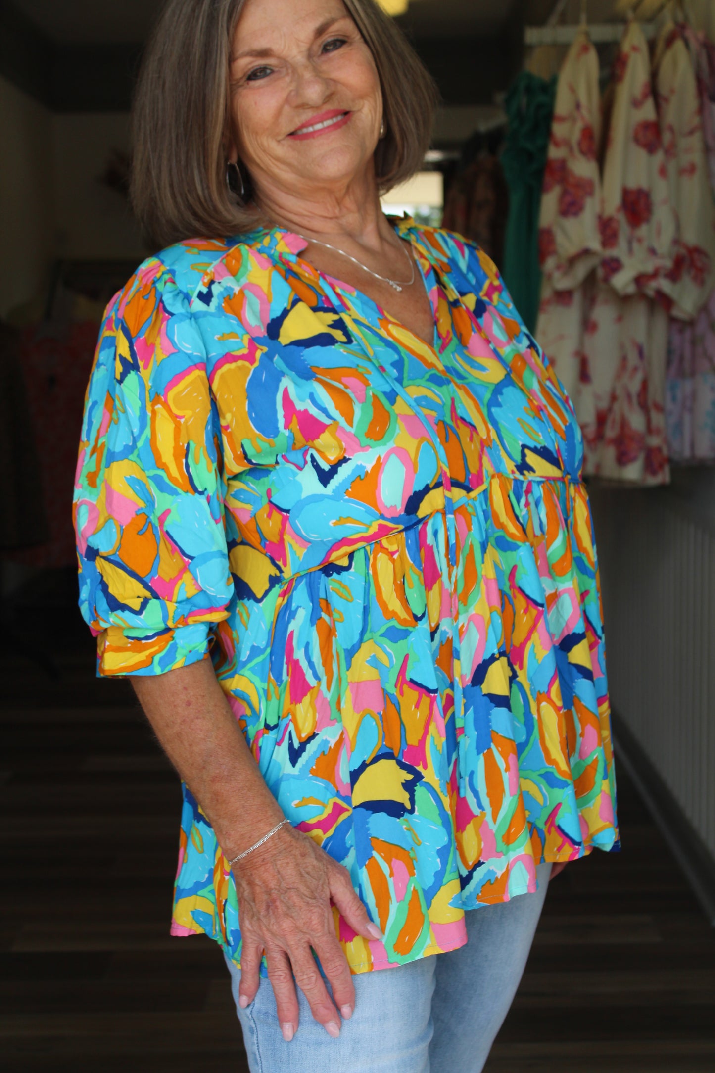 Mary Blue Mix Blouse