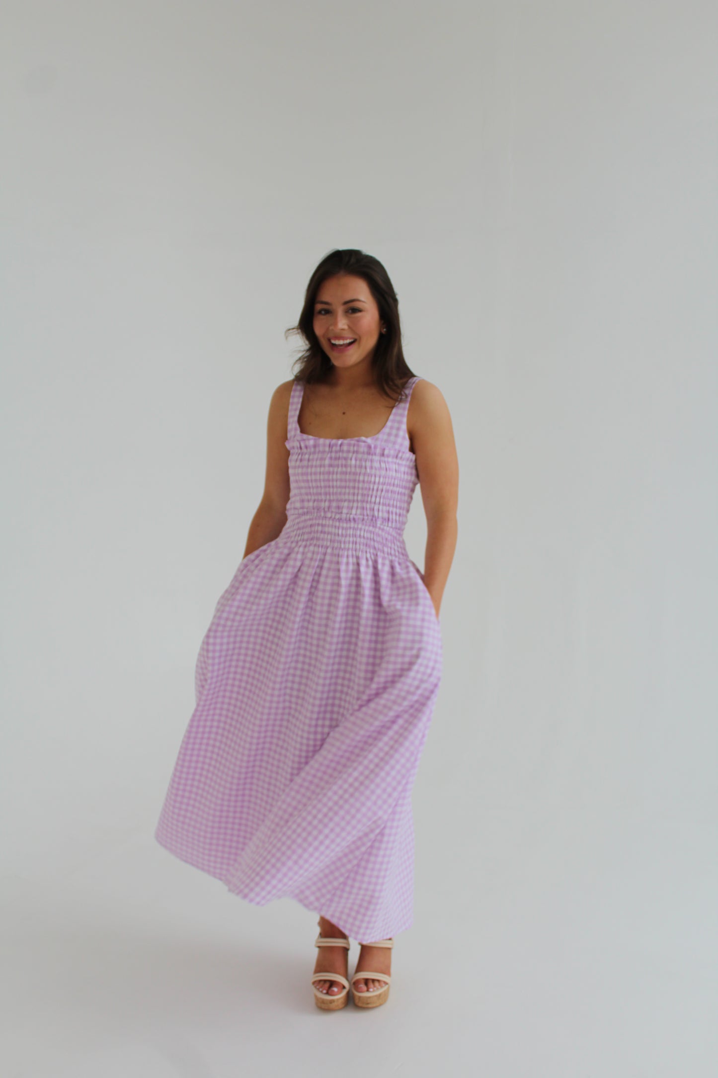 Aurora Gingham Dress - Lavender