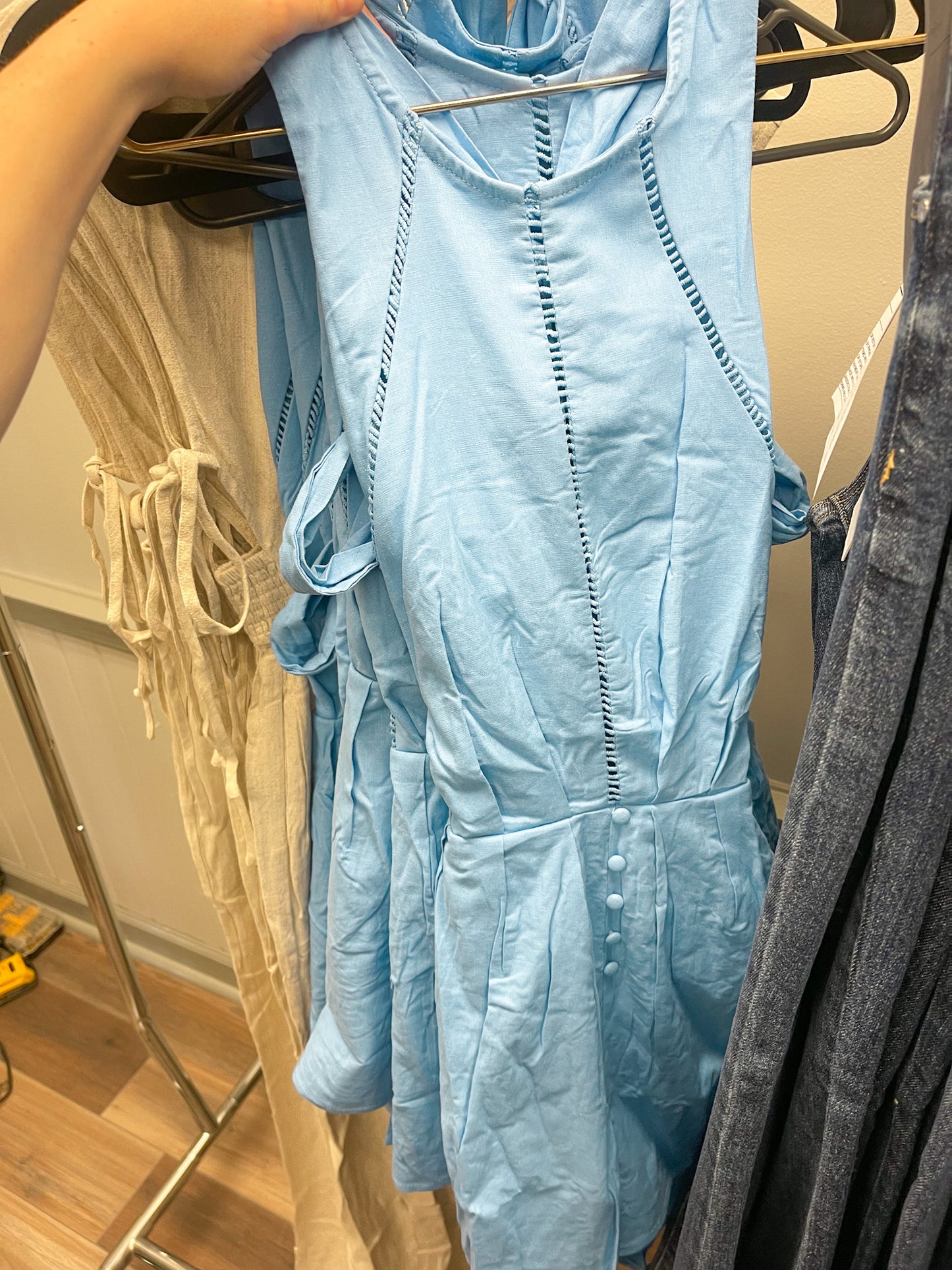 Blue Bow Tie Halter Romper