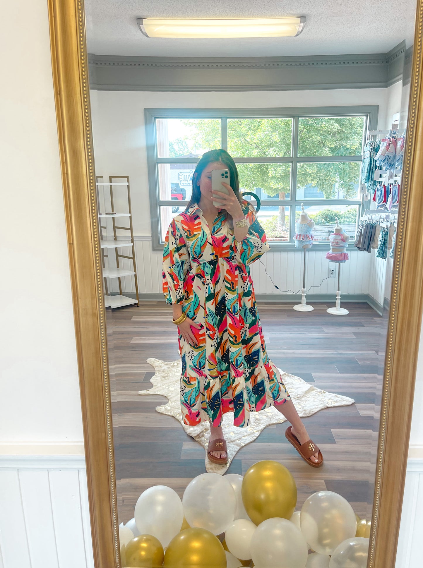 Tropical Print Midi Dress
