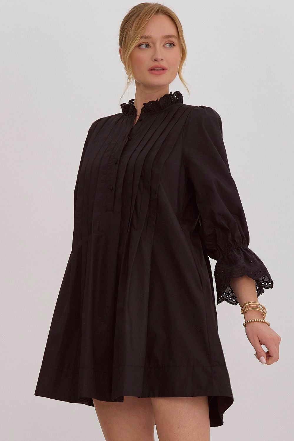 Eve Eyelet Dress in Black