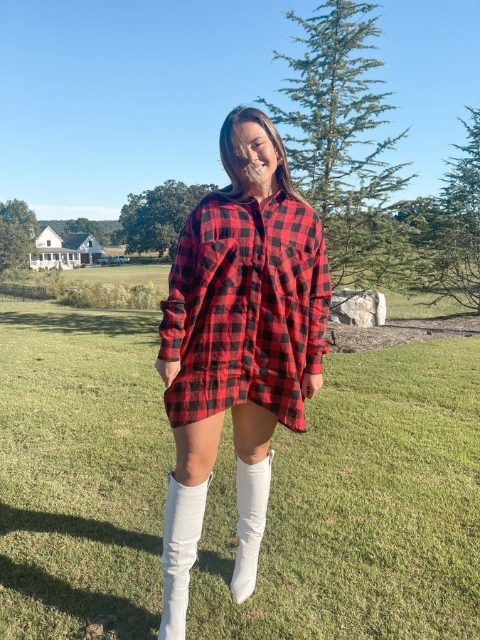 Keep Looking Up Plaid Dress