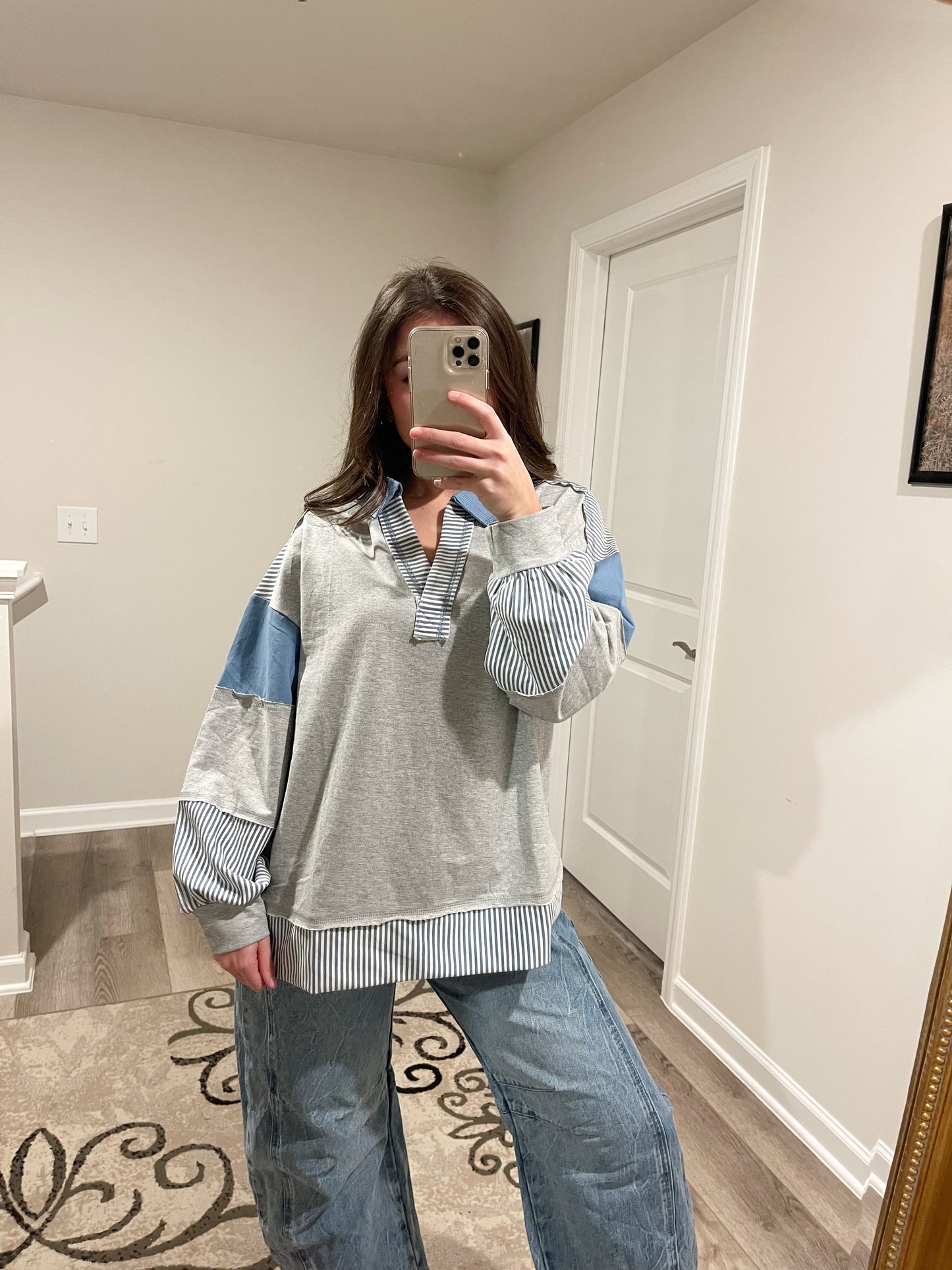 Color Block Solid & Stripe Casual Knit Top