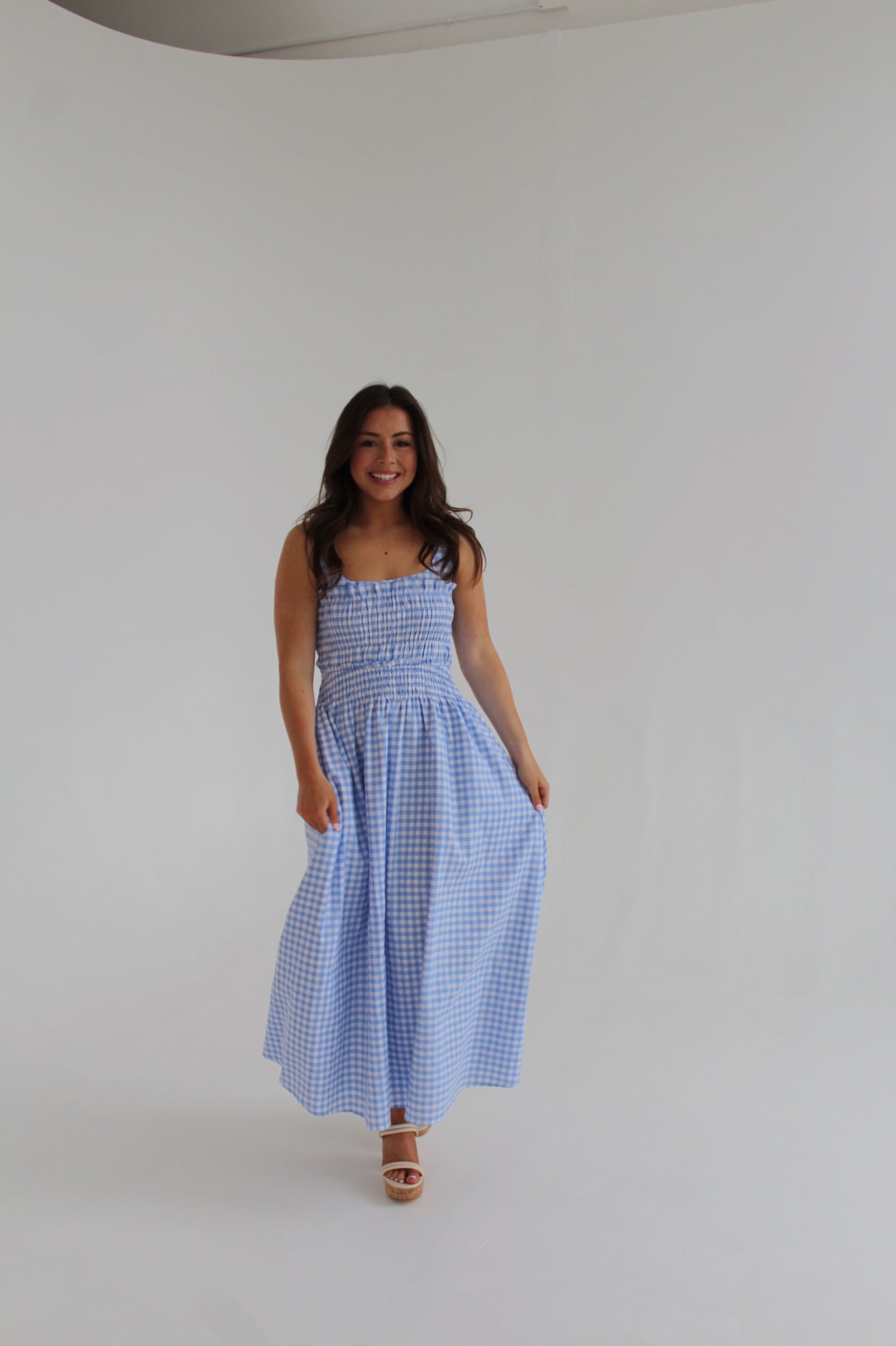 Aurora Gingham Dress - Blue