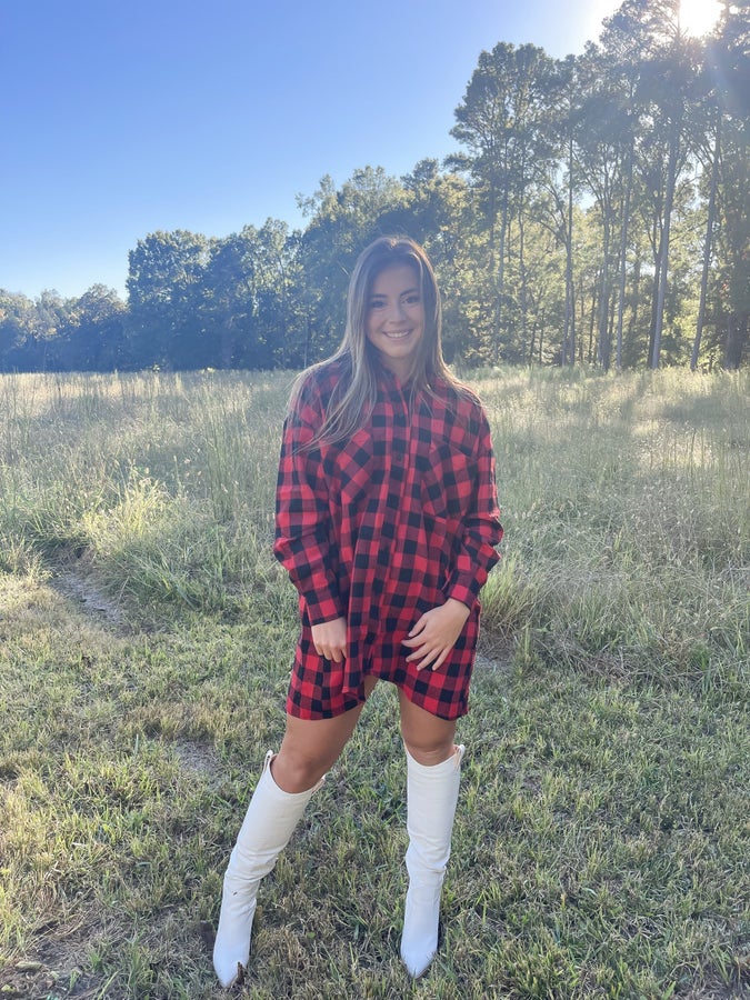 Keep Looking Up Plaid Dress