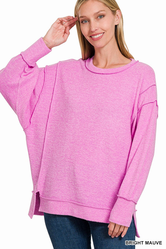 Brushed Melange Hacci Oversized Sweater Bright Mauve