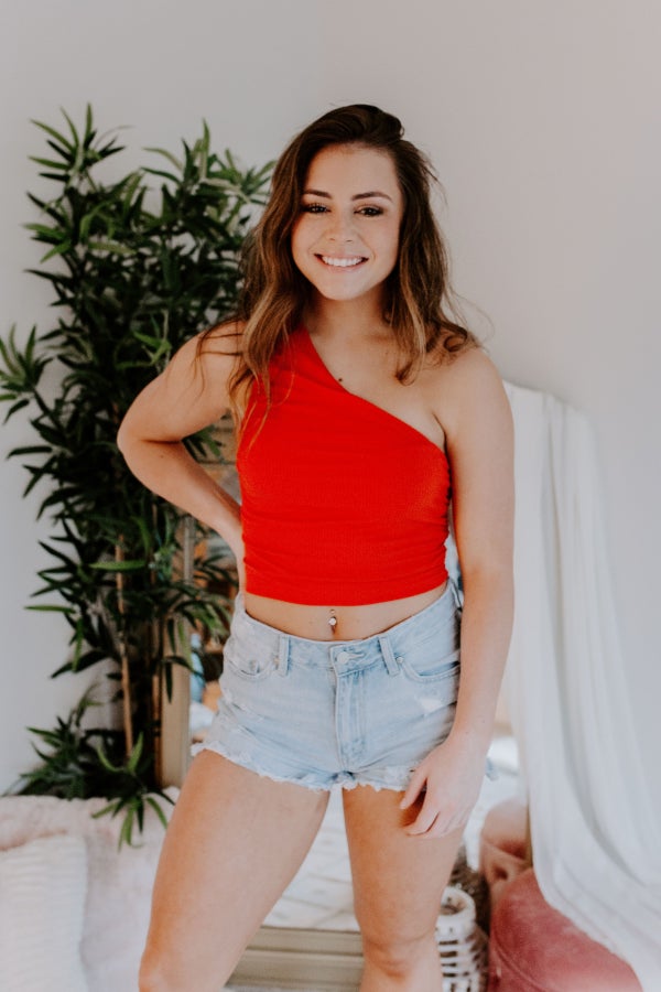 Ruby Red One Shoulder Top