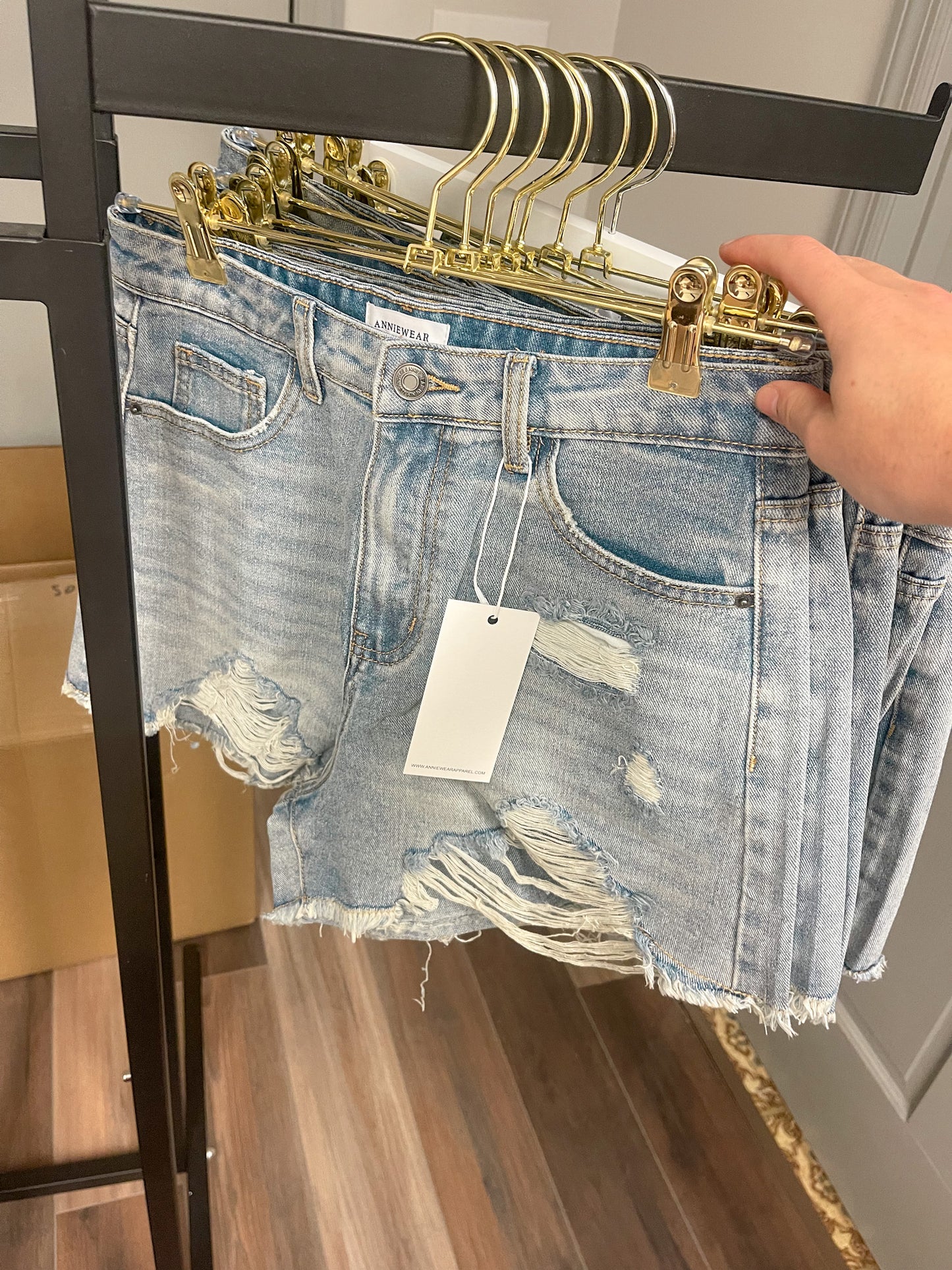 Maria Distressed Denim Shorts