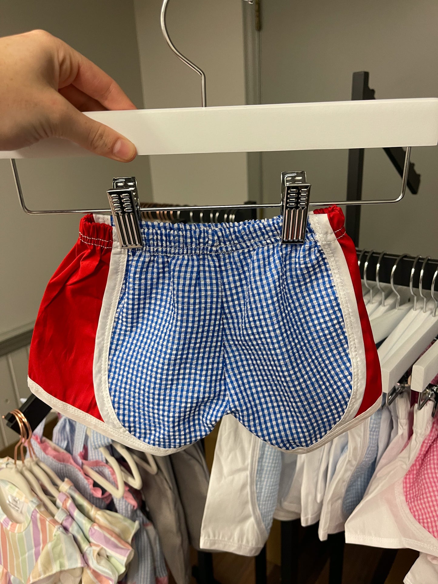 Sarah Seersucker Shorts - Red and Blue