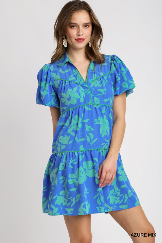 Azure Mix Dress - Trim Detail