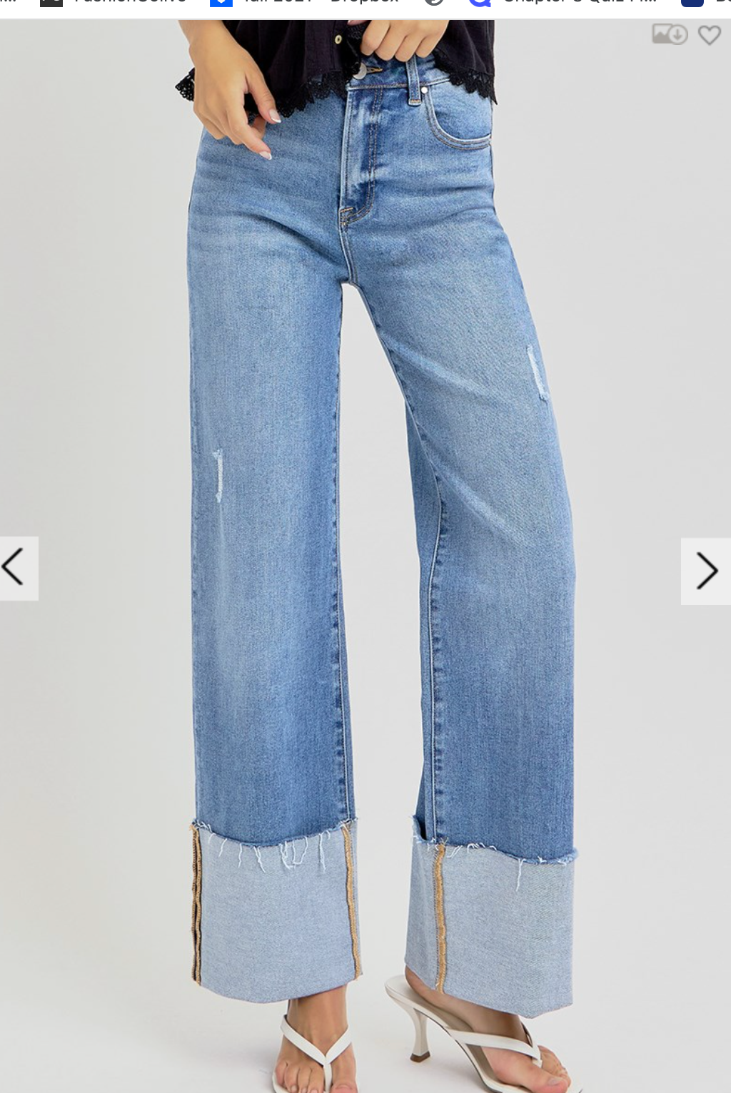 Cara Cuffed Wide Leg Jeans