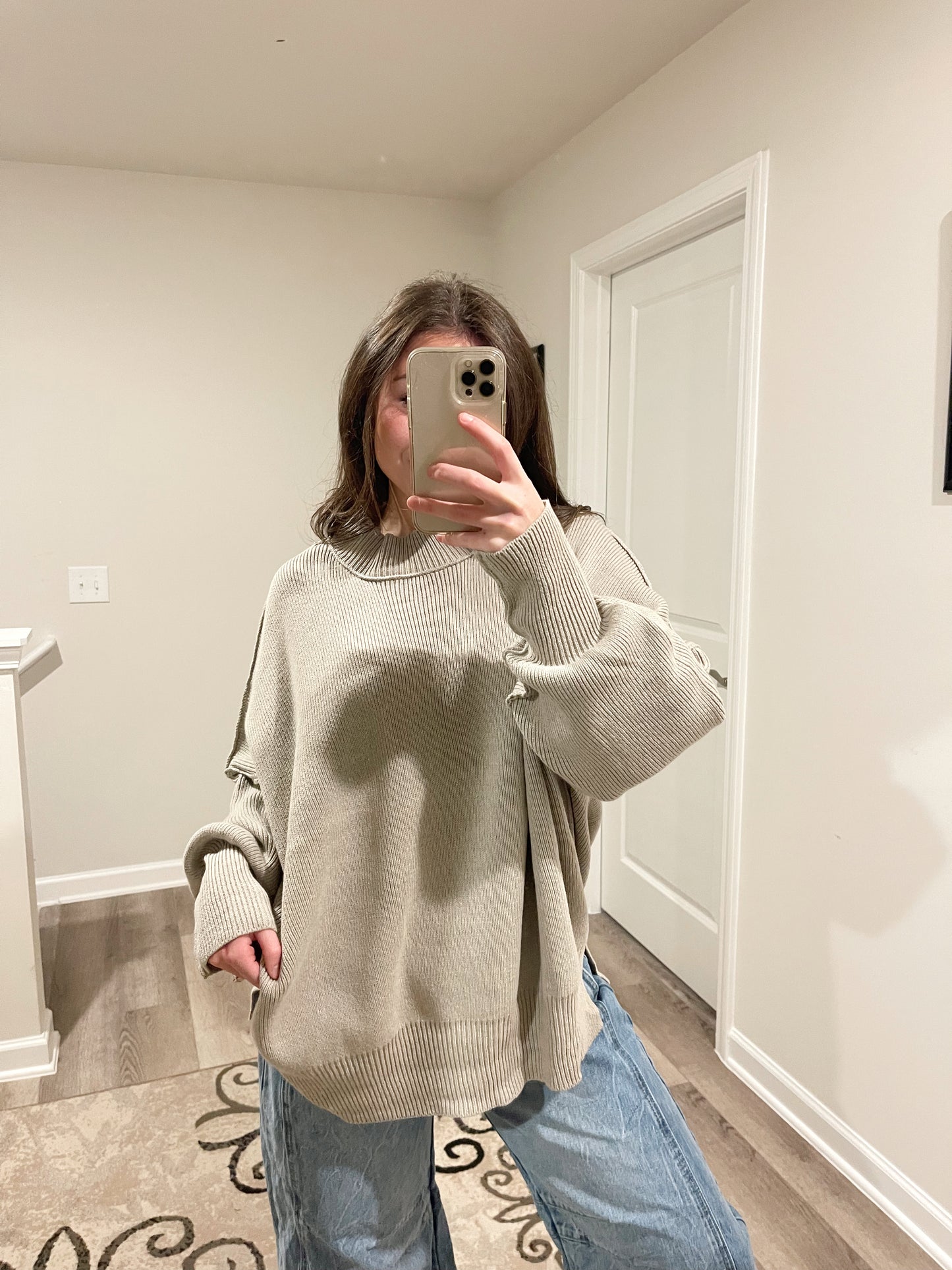 Side Slit Oversized Sweater H Mocha