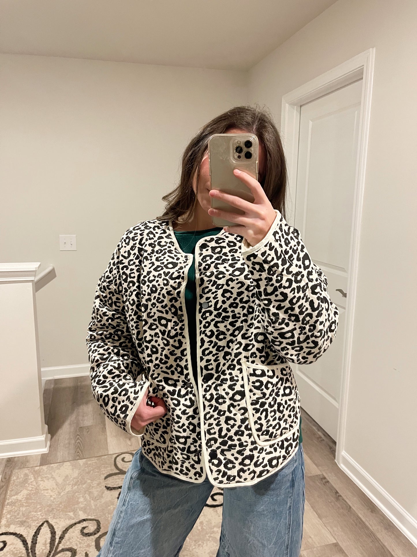Leopard Quilted Puffer Jacket