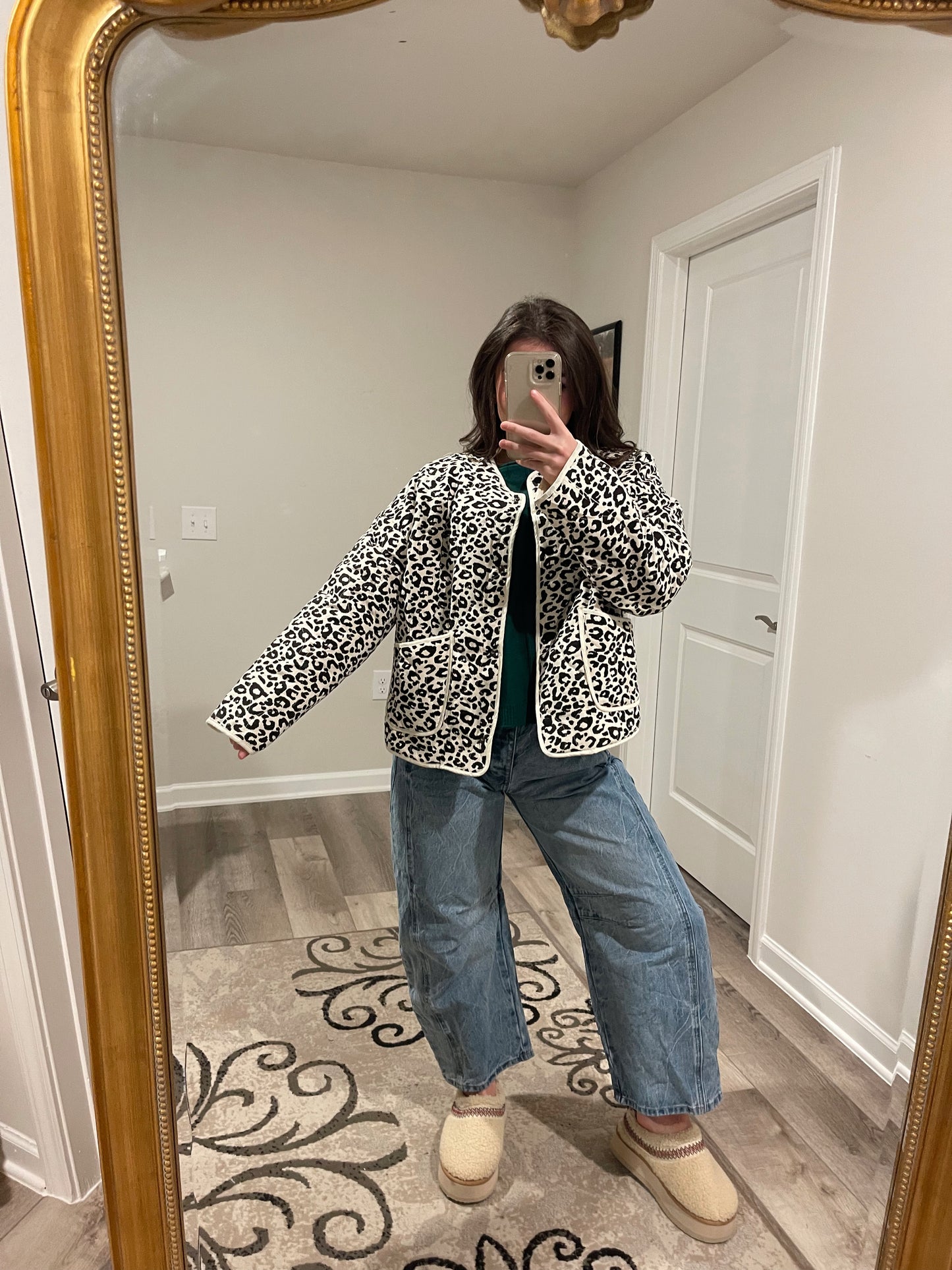 Leopard Quilted Puffer Jacket